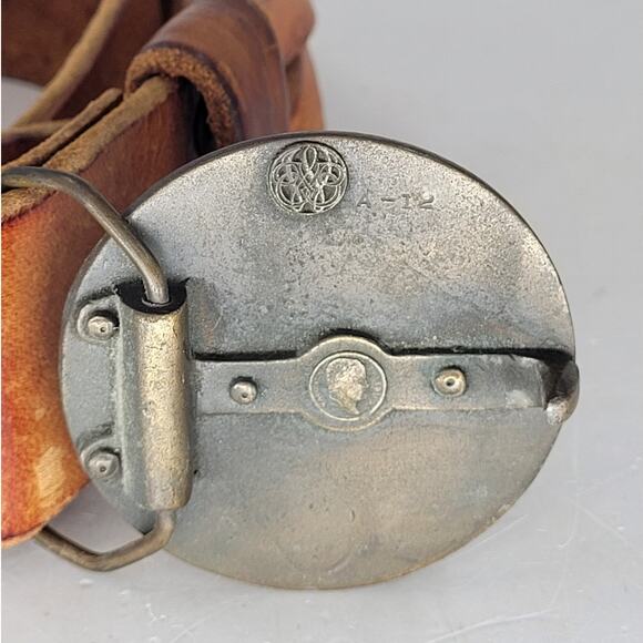 Bergamot Brass Works Vintage‎ 70s Steampunk Buckle Braided Leather Belt 44inches - Picture 4 of 8